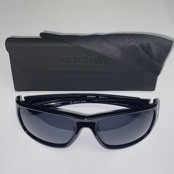 Bulova Unisex Coronado Polarized Sport Sunglasses Shiny Black Frame/Grey Lens - Picture 1 of 5